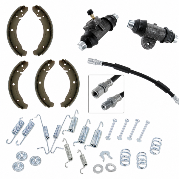 Brake SET VW Beetle 68 and later with IRS wheel cylinder brake shoes mouting kit brake hose